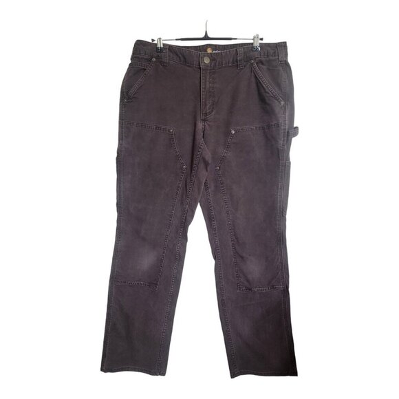 Carhartt Pants Womens 14 Brown Original Fit Carpenter Double Knee Workwear Farm - Picture 1 of 9
